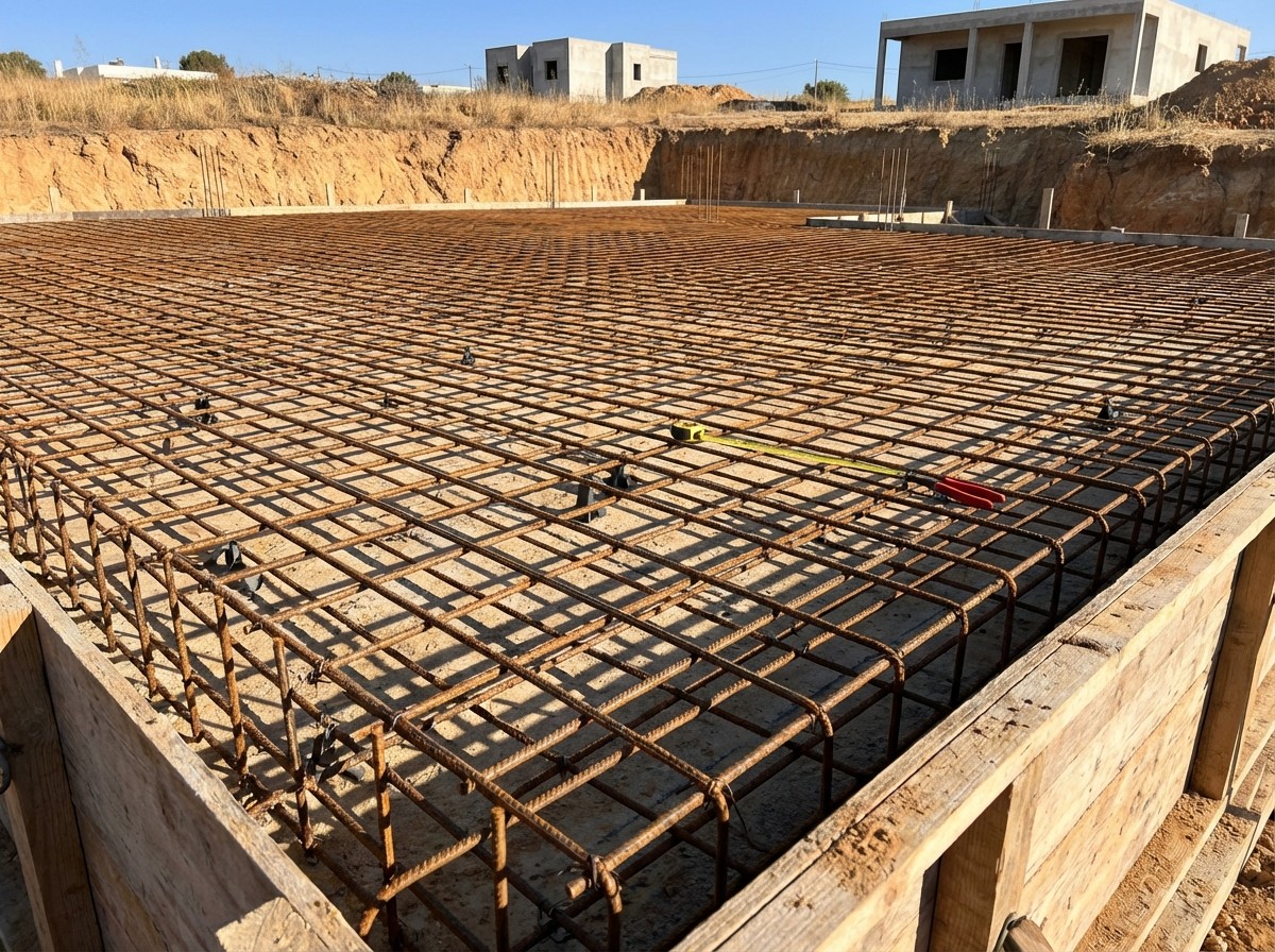 Armadura de laje pronta para betonagem